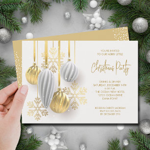 Retro Zilveren en Gouden Ornamenten Kerstfeest Kaart