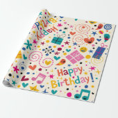 Retro Zingen Gelukkige Verjaardag Cadeaupapier (Uitgerold)