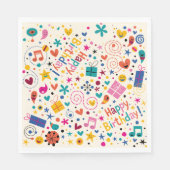 Retro Zingen Gelukkige Verjaardag Servet (Voorkant)