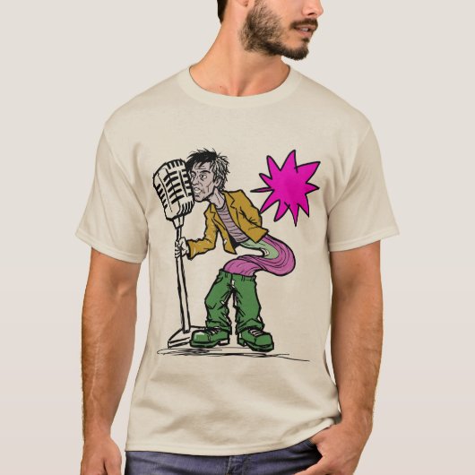 Retro Zingende Expressionisme Kunst Design T-shirt (Voorkant)