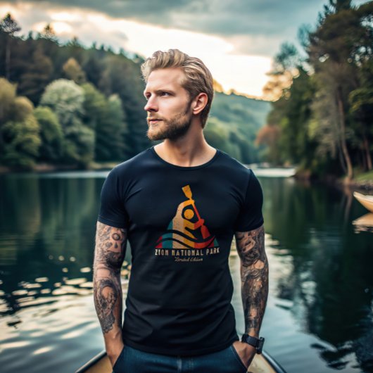 Retro Zion Nationaal Park Kajakken T-shirt