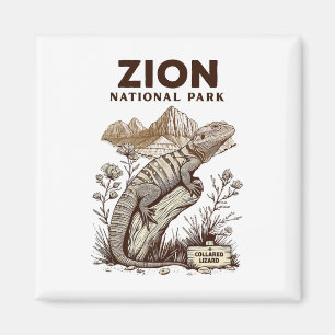 Retro Zion National Park Halsbandhagedis Wandel Ca Magneet