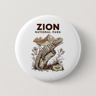 Retro Zion National Park Halsbandhagedis Wandel Ca Ronde Button 5,7 Cm