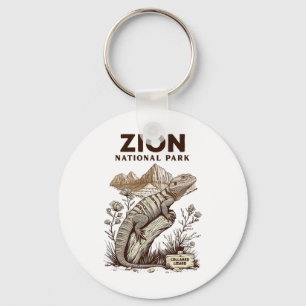 Retro Zion National Park Halse Eidechsen Wandelen Sleutelhanger