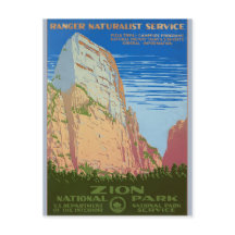 Retro Zion National Park Service Travel Poster