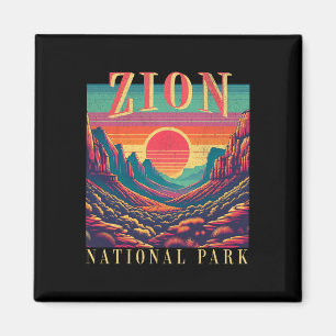Retro Zion National Park Utah Berg Vrouwen Mannen Magneet