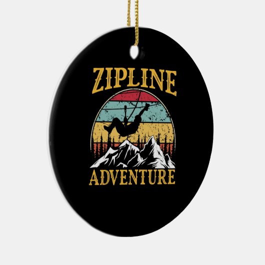  retro Zipline-avontuur bij Zipline Keramisch Ornament (Rechts)