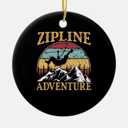  retro Zipline-avontuur bij Zipline Keramisch Ornament (Voorkant)
