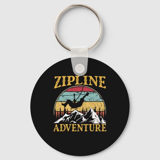 retro Zipline-avontuur bij Zipline Sleutelhanger (Voorkant)
