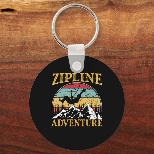 retro Zipline-avontuur bij Zipline Sleutelhanger (Voorkant)