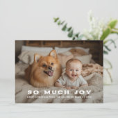 Retro Zo veel vreugde Baby Kerst Grappige hond Fot Feestdagenkaart (Staand voorkant)