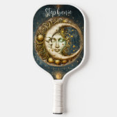 Retro Zodiac Celestial Moon Monogram Pickleball Paddle (Achterkant)