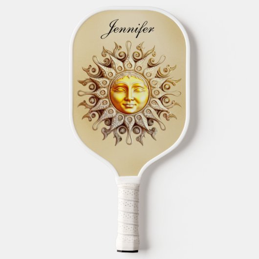 Retro Zodiac Celestial Sun Monogram Pickleball Paddle (Achterkant)