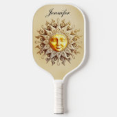 Retro Zodiac Celestial Sun Monogram Pickleball Paddle (Voorkant)