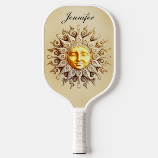 Retro Zodiac Celestial Sun Monogram Pickleball Paddle (Voorkant)