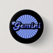 Retro Zodiac Gemini Pinback Button (Voorkant)