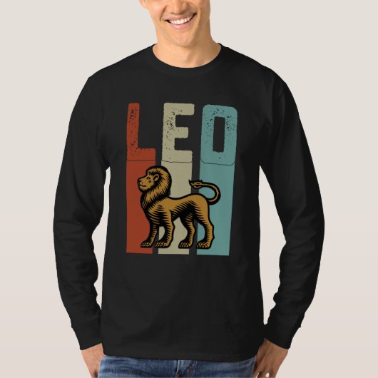 Retro Zodiac Leo Vintage Style Astrology T-shirt (Voorkant)