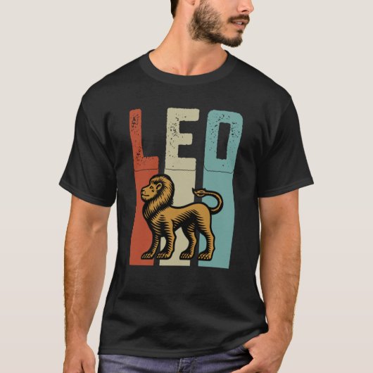 Retro Zodiac Leo Vintage Style Astrology T-shirt (Voorkant)