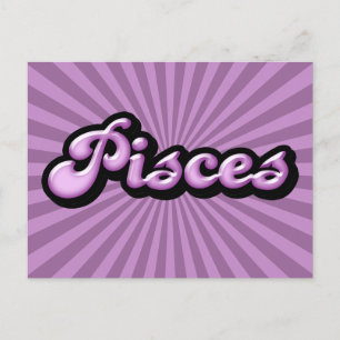 Retro Zodiac Pisces Briefkaart