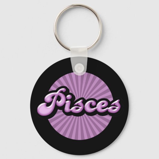 Retro Zodiac Pisces Sleutelhanger (Voorkant)