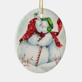 retro  zoende sneeuwstel Holiday Keramisch Ornament (Rechts)