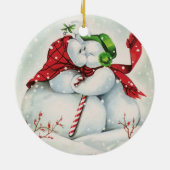 retro  zoende sneeuwstel Holiday Keramisch Ornament (Achterkant)