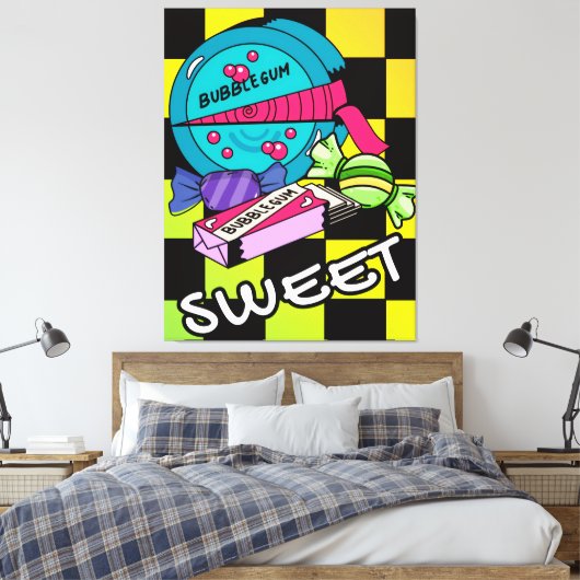 Retro Zoet Als Snoep Canvas Afdruk (Insitu (Slaapkamer))