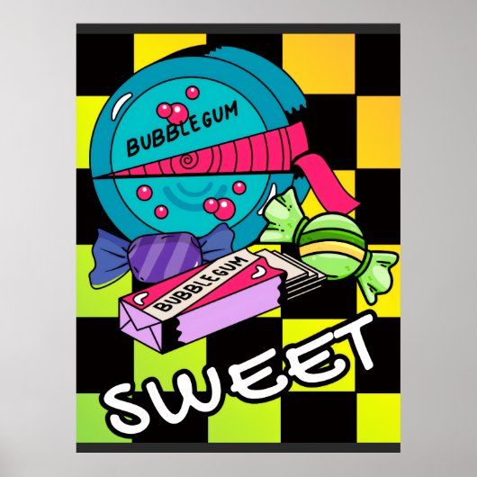 Retro Zoet Als Snoep Poster (Voorkant)