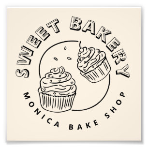 Retro Zoete Bakkerij Logo Foto Afdruk