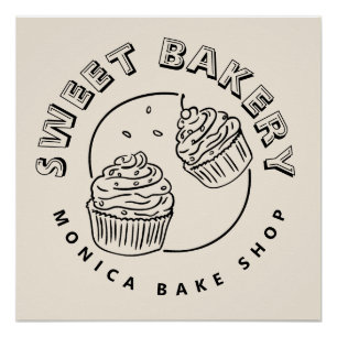 Retro Zoete Bakkerij Logo Perfect Poster