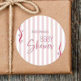 Retro Zoete Blos Golfpat Gestreepte Baby Shower Ronde Sticker