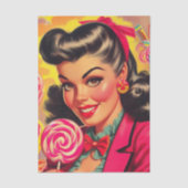 Retro Zoete Lollypop Pin-up Tissuepapier (Voorkant)