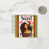 Retro Zoete maar Verwrongen Kerst Pin-up Notitiekaartje (Voorkant / Achterkant in situ)