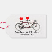 Retro Zoete Tandemfiets Huwelijk Op Maat Cadeaulabel (Achterkant Horizontaal)