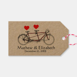 Retro Zoete Tandemfiets Huwelijk Op Maat Cadeaulabel