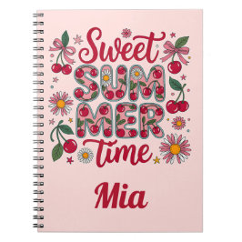 Retro Zoete Zomer Tijd Kersen Madeliefjes Coquette Notitieboek