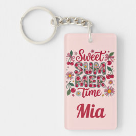 Retro Zoete Zomer Tijd Kersen Madeliefjes Coquette Sleutelhanger