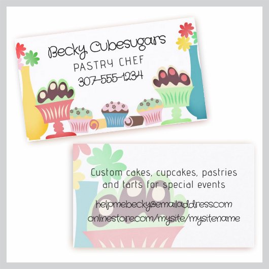 Retro zoetigheden desserts bakkerij banketbakker visitekaartje