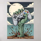 Retro Zombie Gamer Hand - Classic Controller Grip Poster (Voorkant)