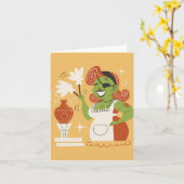 Retro Zombie Houseechtgenote Alle Occasies Kaart (Gele Bloem)