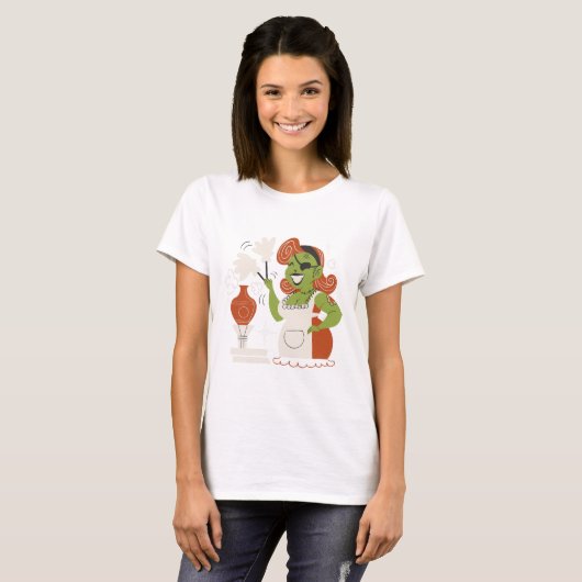 Retro Zombie Houseechtgenote Dusting T-shirt (Voorkant volledig)