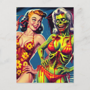 Retro Zombie Pin-up Briefkaart