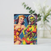Retro Zombie Pin-up Briefkaart (Staand voorkant)