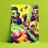 Retro Zombie Pin-up Briefkaart