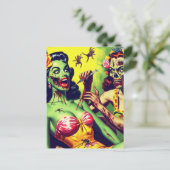 Retro Zombie Pin-up Briefkaart (Staand voorkant)