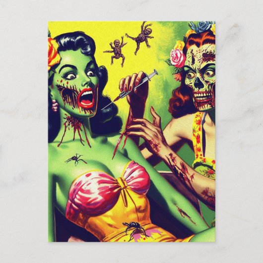 Retro Zombie Pin-up Briefkaart (Voorkant)