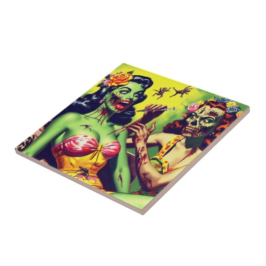 Retro Zombie Pin-up Tegeltje (Zijkant)