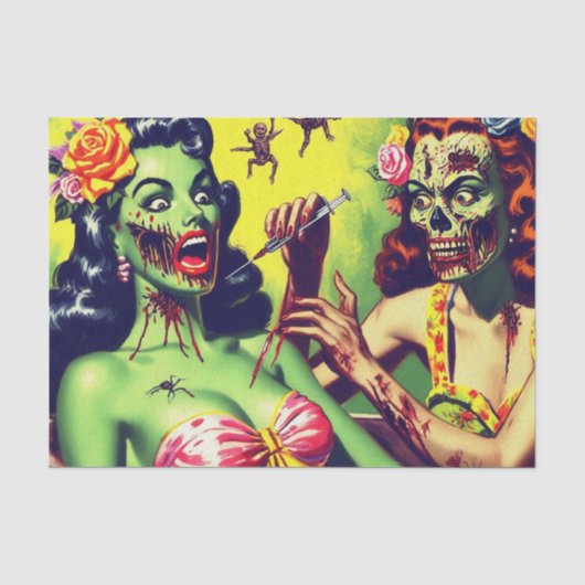 Retro Zombie Pin-up Tissuepapier (Voorkant)