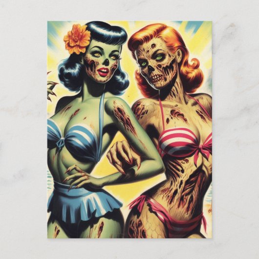 Retro Zombie Pin-ups Briefkaart (Voorkant)