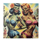 Retro Zombie Pin-ups Tegeltje (Voorkant)